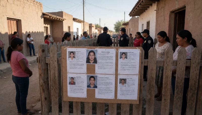 Cartel de búsqueda de personas desaparecidas en un pueblo del noroeste de Chihuahua