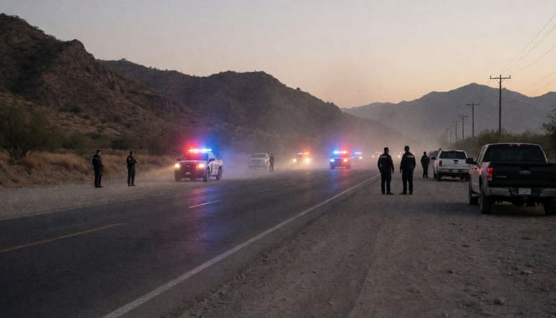 Patrullas con luces activadas en una carretera de la Zona Sur al atardecer