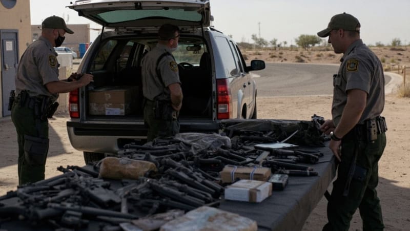 Agentes estadounidenses decomisan arsenal de armas y municiones en Presidio con destino a Ojinaga
