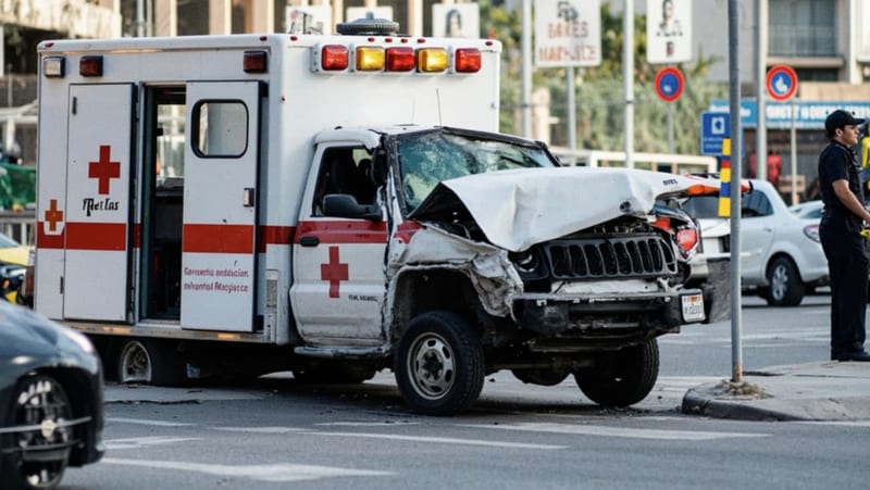 Ambulancia de la Cruz Roja sufre accidente en Ojinaga mientras respondía a emergencia