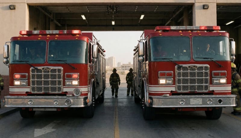 Dos nuevas unidades de bomberos estacionadas en las instalaciones de la estación de bomberos de la ciudad