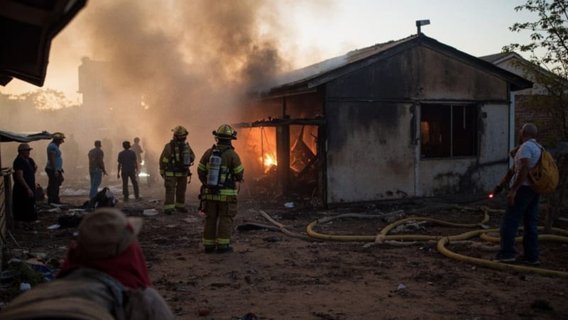 Bomberos y rescate buscan a un adulto mayor tras incendio que consumió vivienda en Ejido Labor de Terrazas
