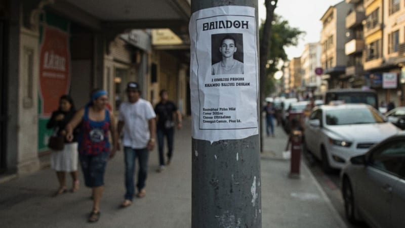 Calle céntrica de una ciudad del norte mexicano con transeúntes y comercios al fondo durante la tarde