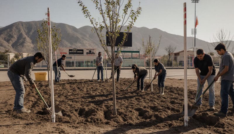 Camargo planta 50 nogales en la Deportiva Luis Jaramillo para fortalecer áreas verdes