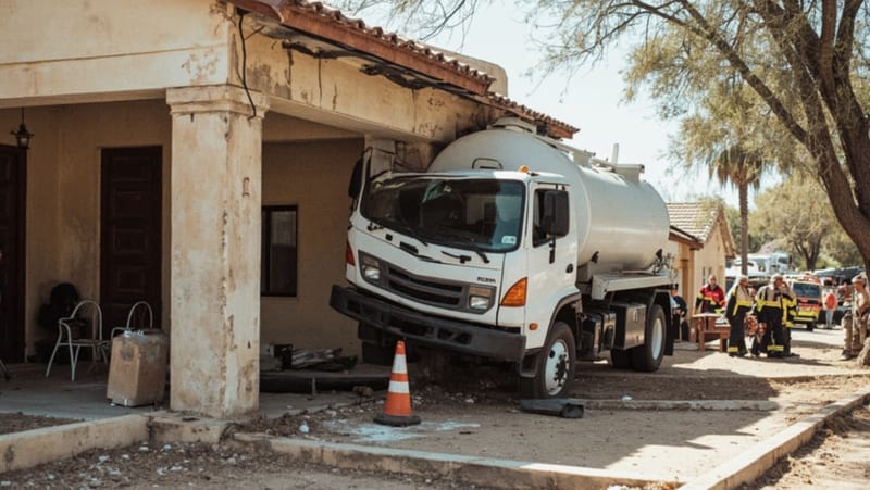 Camión repartidor de gas se incrusta contra vivienda en la colonia Campesina