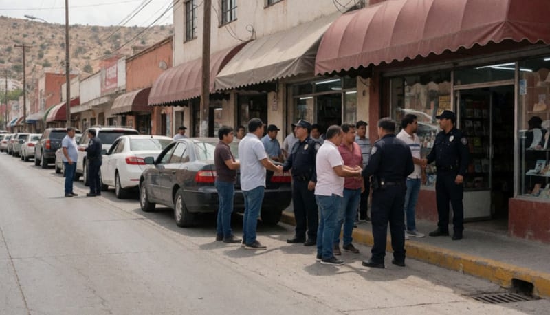 Comerciantes y uniformados coordinan actividades de seguridad en una calle comercial de Cuauhtémoc