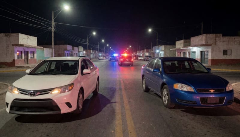Dos vehículos dañados tras un choque nocturno en un cruce de calles de Camargo