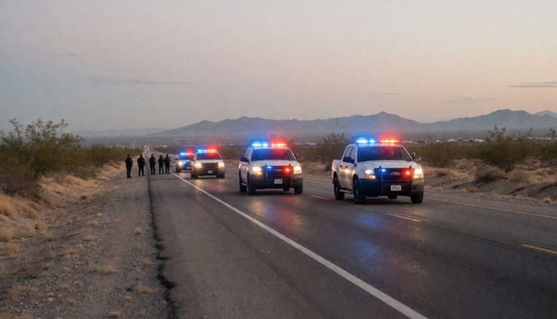 Operativo de seguridad en una comunidad desértica del norte de México durante la madrugada