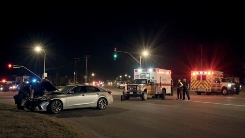 Choque en accesos de Parral: auto y pickup se impactan; una persona resulta lesionada