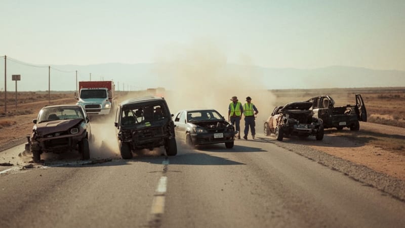 Choque múltiple en carretera Ojinaga-Aldama deja solo daños materiales