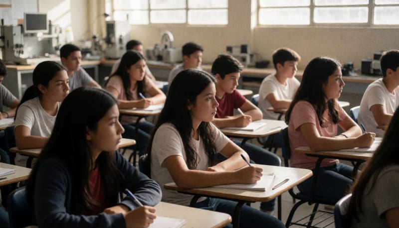 Estudiantes de nuevo ingreso en las aulas del CONALEP Delicias durante actividades de inducción