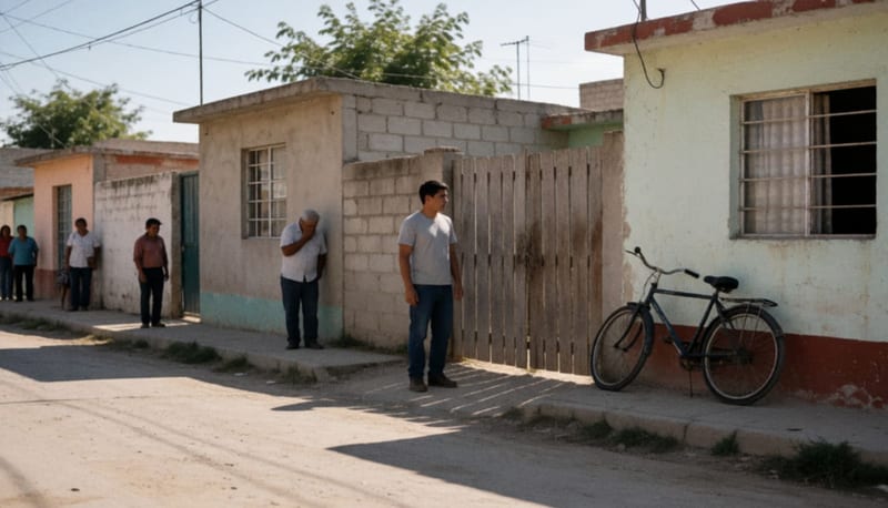 Calle residencial de Delicias con una bicicleta abandonada cerca de una vivienda