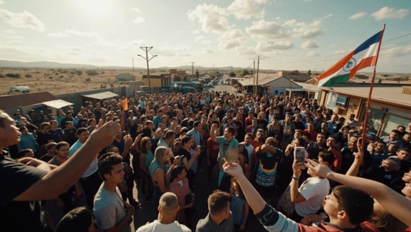 Grupo de ciudadanos reunidos en una asamblea comunitaria en un pueblo del centro-sur de Chihuahua