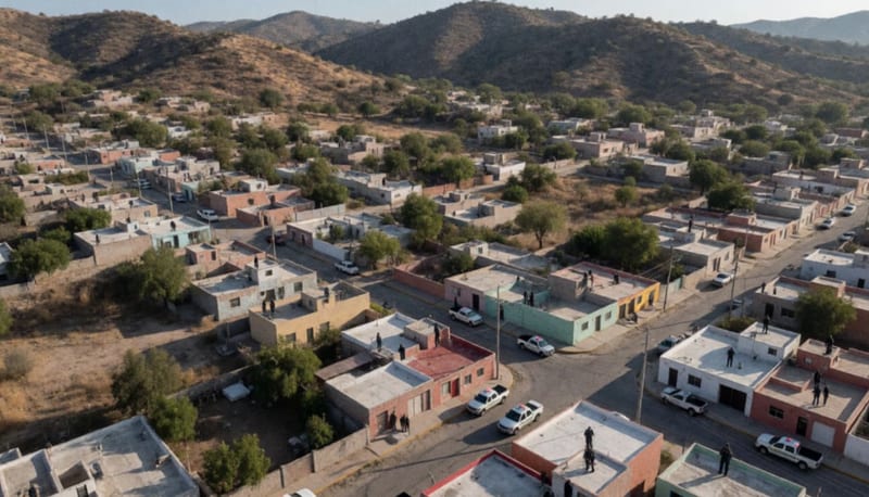 Operativo de búsqueda en colonias residenciales del norte de México con vehículos y personal desplegados estratégicamente