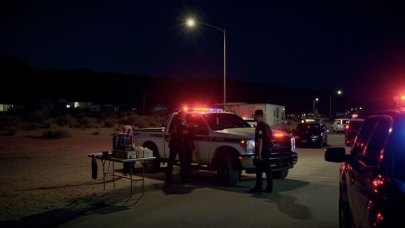 Elementos de seguridad aseguran un vehículo durante operativo nocturno en la frontera desértica de Chihuahua