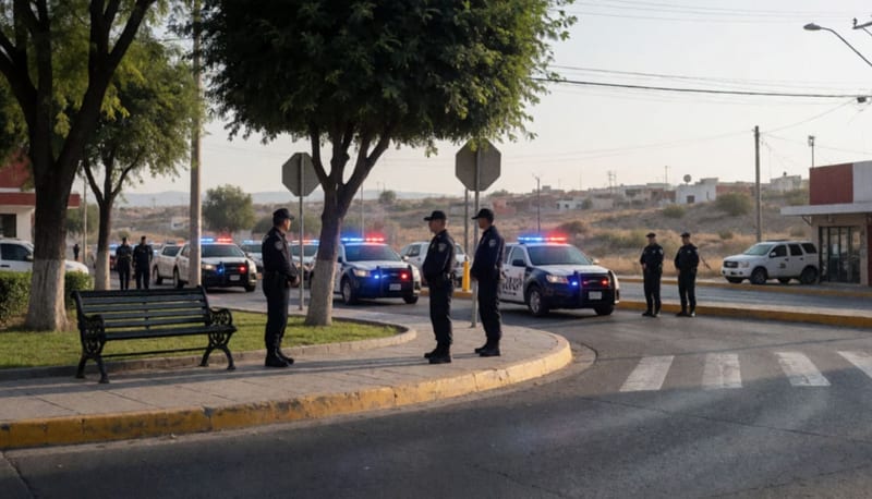 Patrullas municipales en operativo de rutina en un parque urbano del estado
