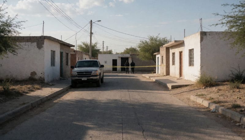 Calle residencial de Cuauhtémoc con operativo de seguridad en un inmueble durante la tarde