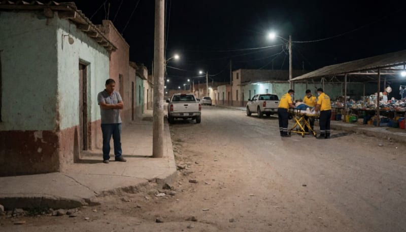 Paramédicos atienden a una persona herida en una calle de Camargo durante la noche