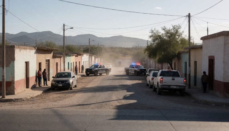 Calles del municipio de Julimes con presencia de patrullas y luz de emergencia