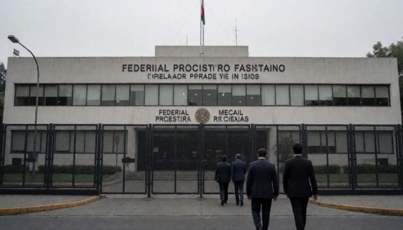 Edificio de oficinas gubernamentales en la Ciudad de México en una mañana nublada