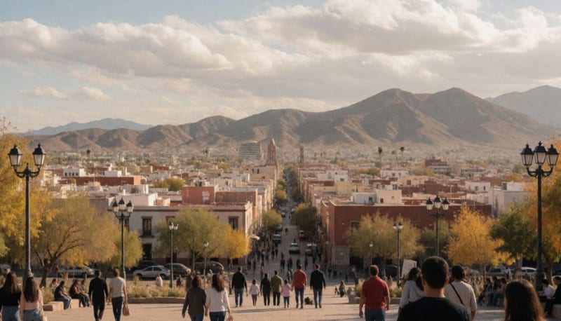 Cielo parcialmente nublado sobre la ciudad de Chihuahua en una tarde cálida de otoño