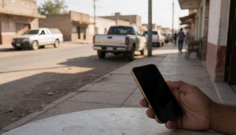 Persona sosteniendo un teléfono celular mostrando preocupación por una llamada sospechosa en la pantalla