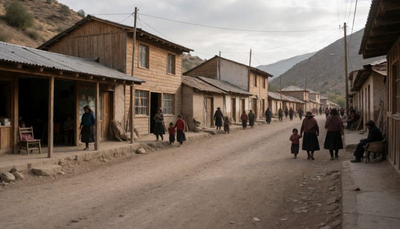 Comunidades rurales de la sierra con construcciones modestas y servicios limitados