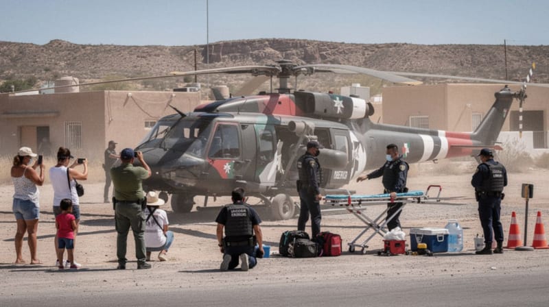 Helicóptero de la SSP se despliega en Camargo como ambulancia aérea para Semana Santa