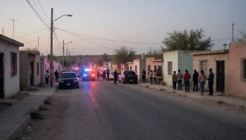 Calle residencial cordona da por autoridades en la colonia CTM con vehículos de emergencia y luces rojas y azules