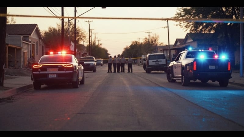 Oficiales de policía resguardando la zona de un ataque armado en una colonia de Chihuahua capital
