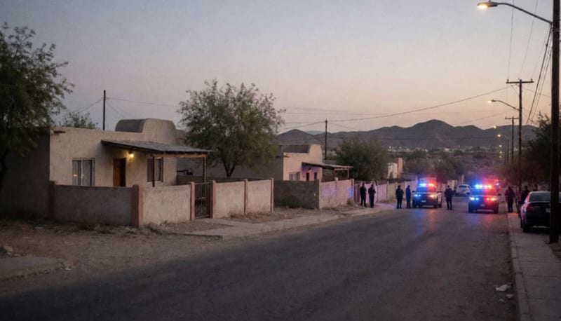 Escena de un crimen en una vivienda con patrullas y luces de emergencia en la ampliación 2 de Octubre