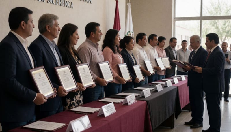 Representantes de organizaciones civiles reciben reconocimientos en una ceremonia formal en la capital del estado