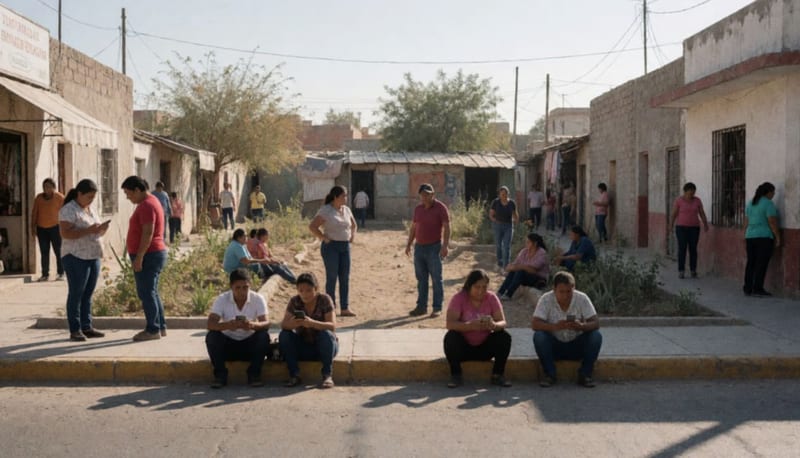 Vecinos reunidos en una plaza de colonia para formar grupos de trabajo comunitario