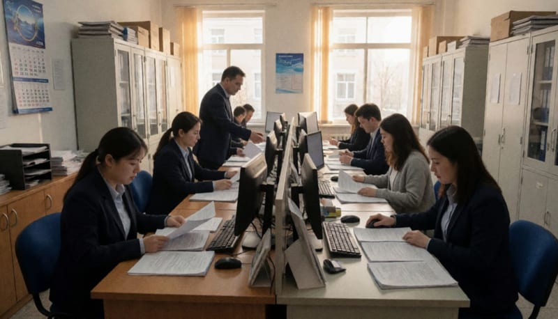 Personal de la JMAS en oficinas municipales revisando documentos de pagos y registros financieros