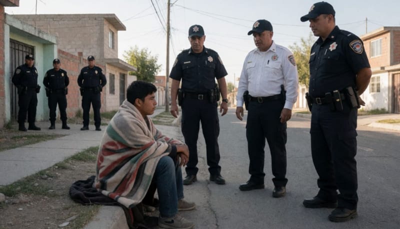 Joven con lesiones visibles siendo atendido por paramédicos en una calle residencial del norte de la ciudad