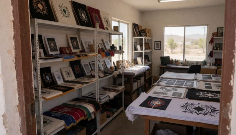 Fachada de un local comercial en el centro de una ciudad fronteriza del norte con escaparate y vehículos estacionados