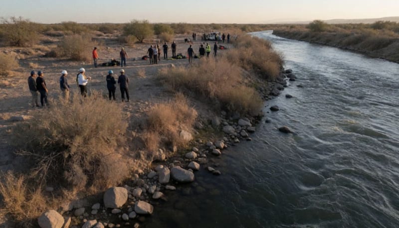 Operativo de rescate en la ribera del Río Parral durante las primeras horas de la mañana