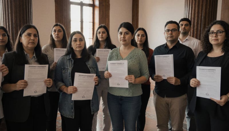 Maestros entregan más de 3 mil firmas para sancionar denuncias falsas contra docentes en Chihuahua