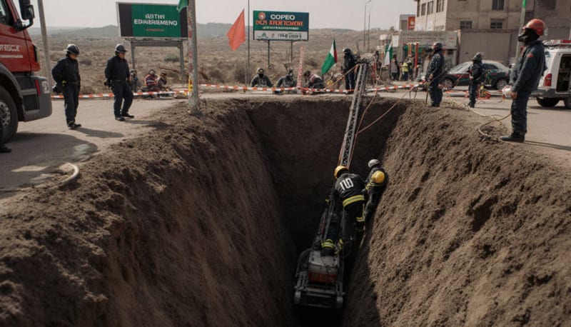 Mujer rescatada tras caer a zanja de tres metros en la Unidad Proletaria