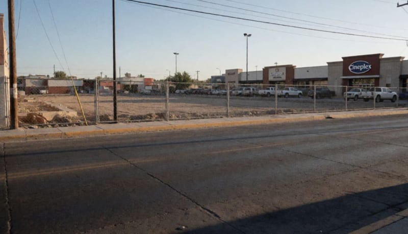 Terreno comercial adyacente a plaza con Cinépolis en Camargo, preparado para nueva construcción