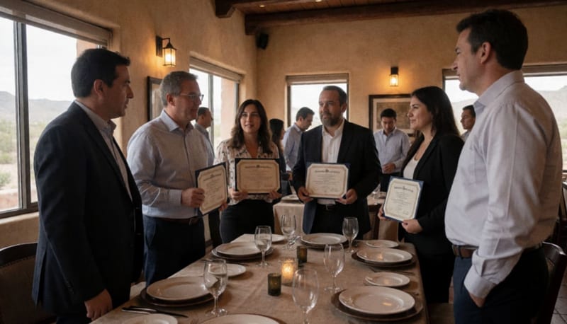Empresarios y prestadores de servicios durante una sesión de reconocimiento en instalaciones hoteleras de Nuevo Casas Grandes