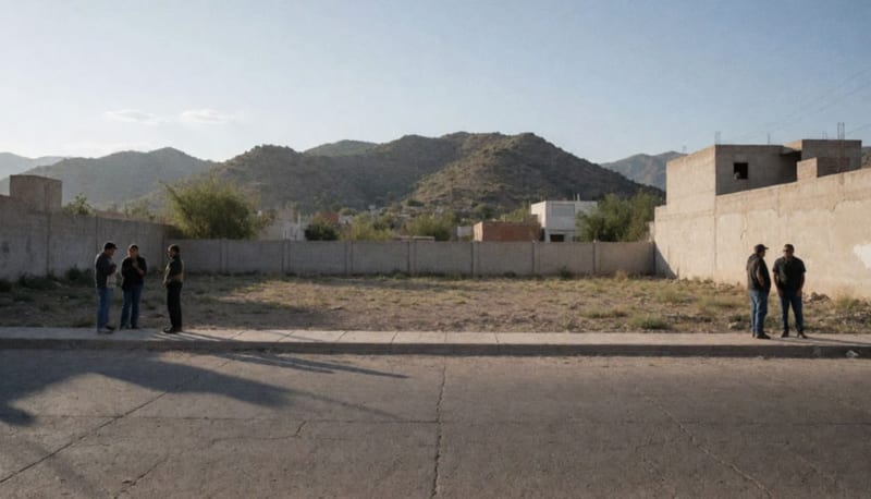 Terreno baldío con una cerca en las afueras de Parral, con cerros al fondo