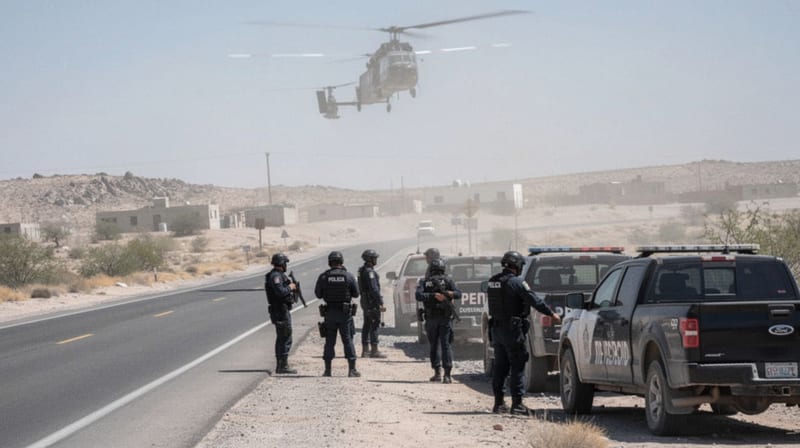 Policía Estatal realiza operativo de seguridad en la región de Ojinaga