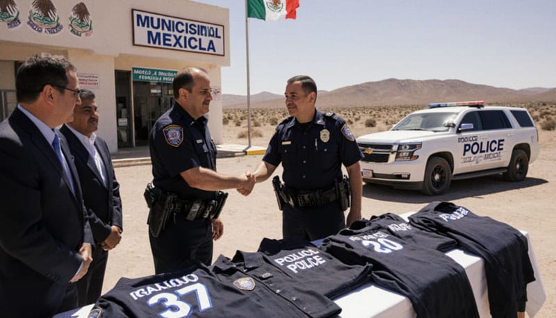 Presidenta Lucy Marrufo entrega uniformes y patrulla a Seguridad Pública en Ojinaga