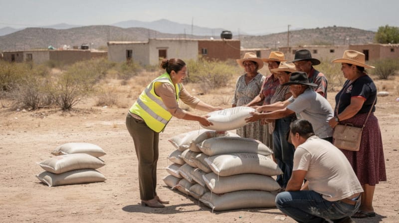 Presidenta municipal de Ojinaga entrega materiales de construcción a comunidad rural