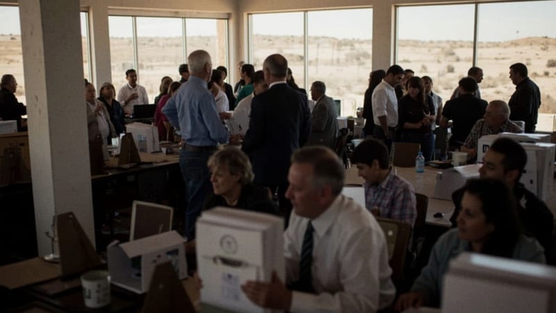 Activistas y aspirantes a candidaturas del PAN en una sala de registros de una convención política local