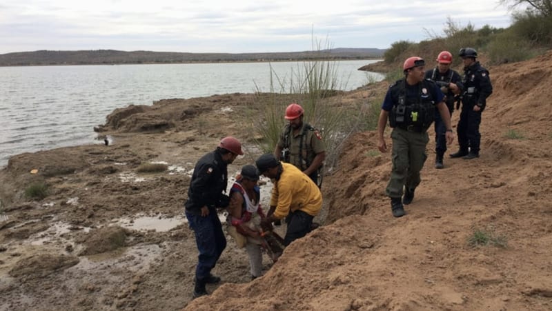 Rescatan a hombre atrapado en la presa Chuvíscar; autoridades lo auxiliaron en Martín López