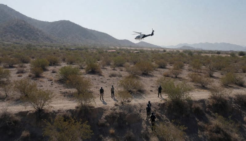 Posición elevada en el desierto de Ojinaga con vistas a terreno árido donde dispararon contra helicóptero policial