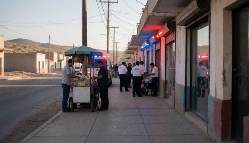 Calles del Barrio Lerdo con luces de ambulancia iluminando el área donde ocurrió el ataque
