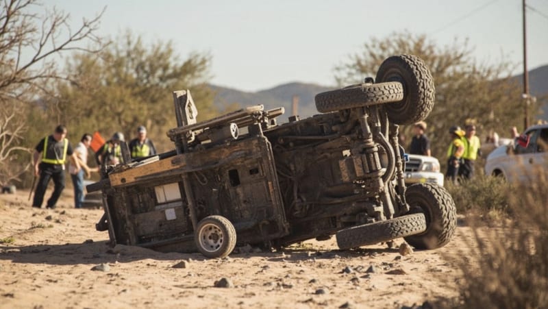 Trágico accidente en Santa Isabel: hombre de Ciudad Juárez muere al volcar vehículo todo terreno